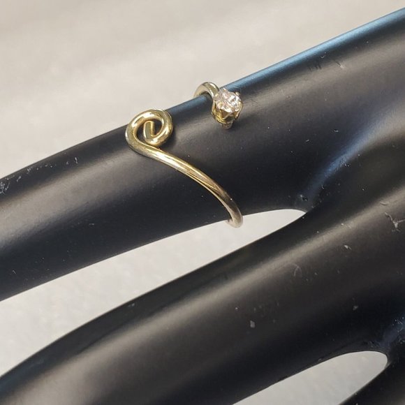 Vintage Gold Sterling Silver Wrap Ring Spiral Adjustable Boho Size 4.5 To 7 - Picture 12 of 17